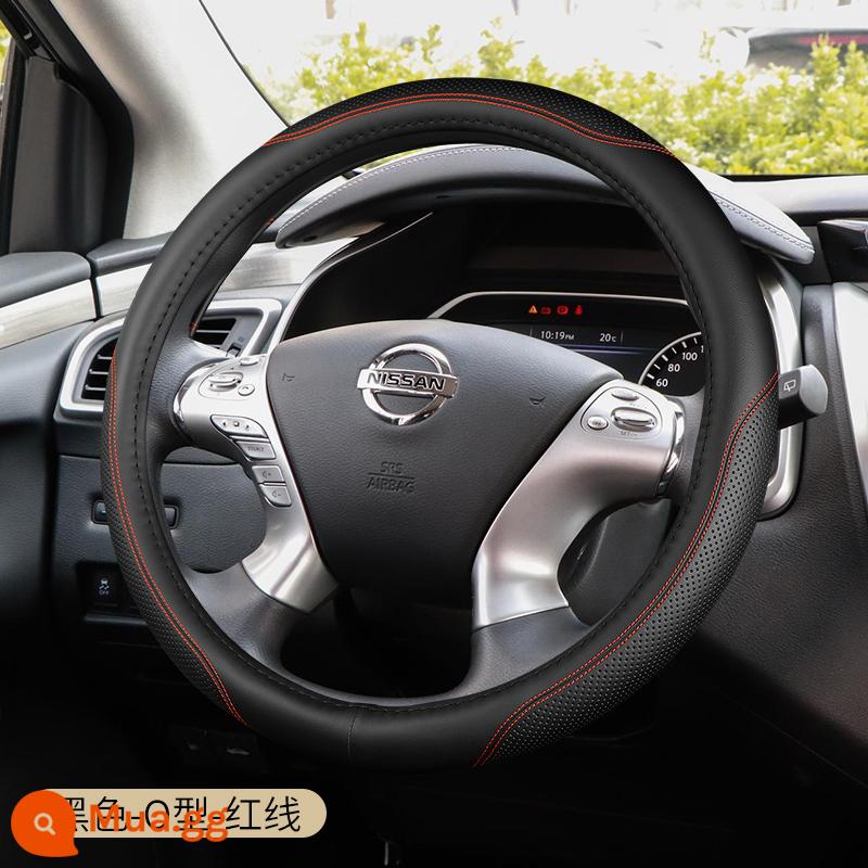 Thích hợp cho Nissan Sylphy Cổ Điển Bọc Vô Lăng Loulan Cũ Tian Lai Qijun Sunshine LIVINA Tiida Bọc Da - (Đường màu đỏ đen) Mẫu tin nhắn