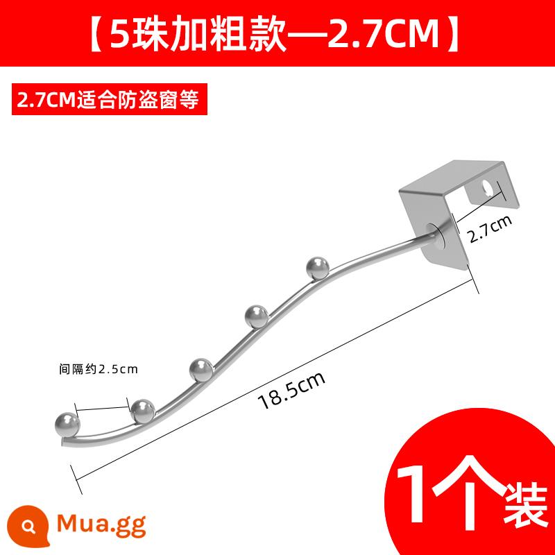 Móc phơi thịt xông khói móc xúc xích móc thép không gỉ mũi nhọn phơi khô thịt xông khói chợ vịt quay phơi cá móc - [Gói 1] 5 hạt đậm [kiểu khóa 2,7cm] Thích hợp cho tủ, v.v.