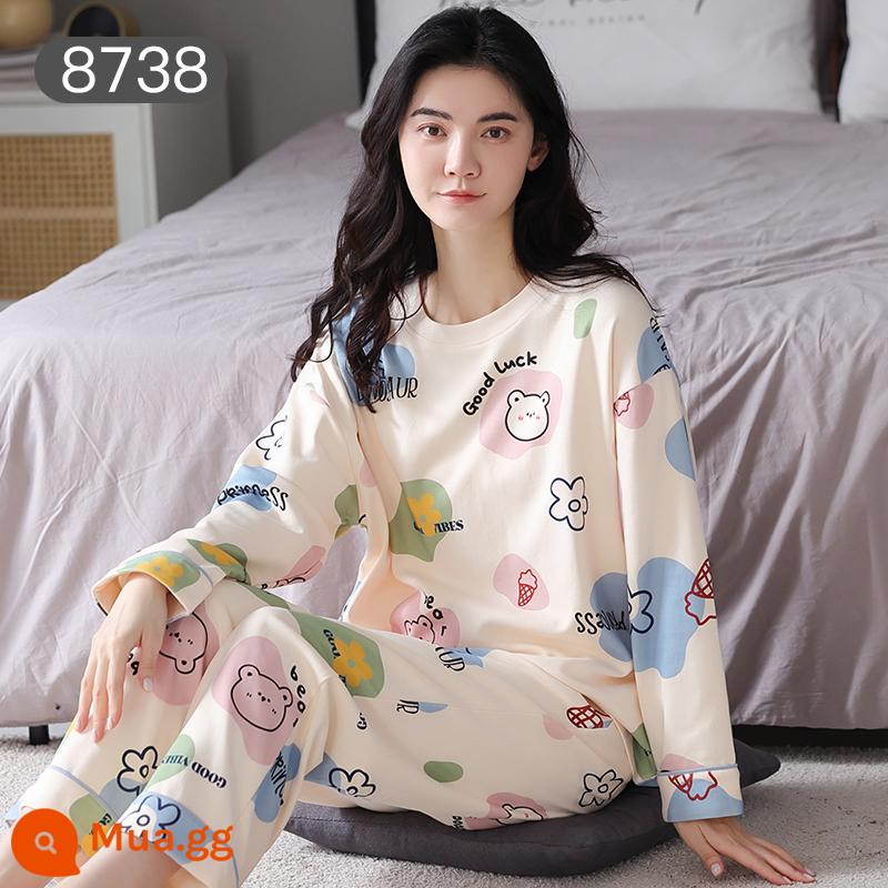 Bộ đồ ngủ Catman nữ cotton xuân thu quần dài tay có thể mặc bên ngoài Bộ đồ mặc ở nhà 100% cotton phong cách mới 2023 - Slim [bộ đồ dài tay 100% cotton]