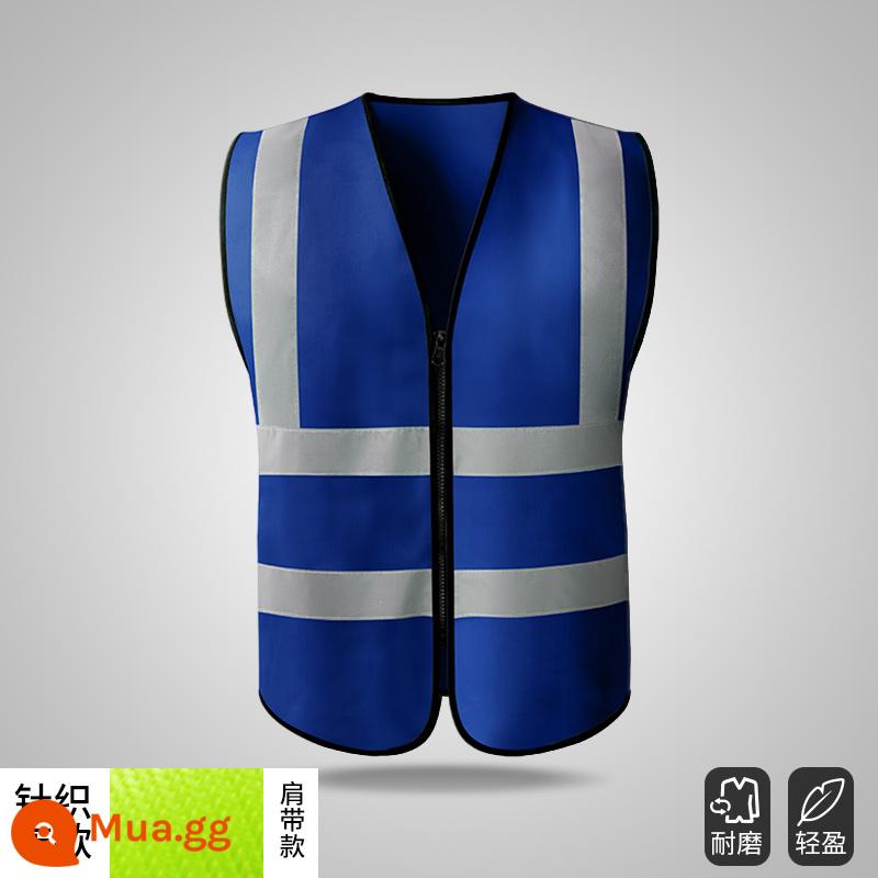 Áo vest an toàn phản quang quần áo giao thông công trường xây dựng vest vệ sinh huỳnh quang quần áo làm việc công nhân Huang Xiaxia nam tùy chỉnh - Điều khoản vai--Xanh đậm