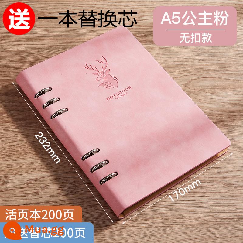 Sổ rời a5 sổ ghi chép siêu dày đơn giản trong gió kỳ thi tuyển sinh sau đại học b5 notepad văn phòng kinh doanh công việc có thể tháo rời sổ ghi chép hội nghị nhật ký nghệ thuật sinh viên đại học logo có thể in tùy chỉnh - [A5/400 trang] Hồng-không khóa/tặng thêm 1 lõi thay thế