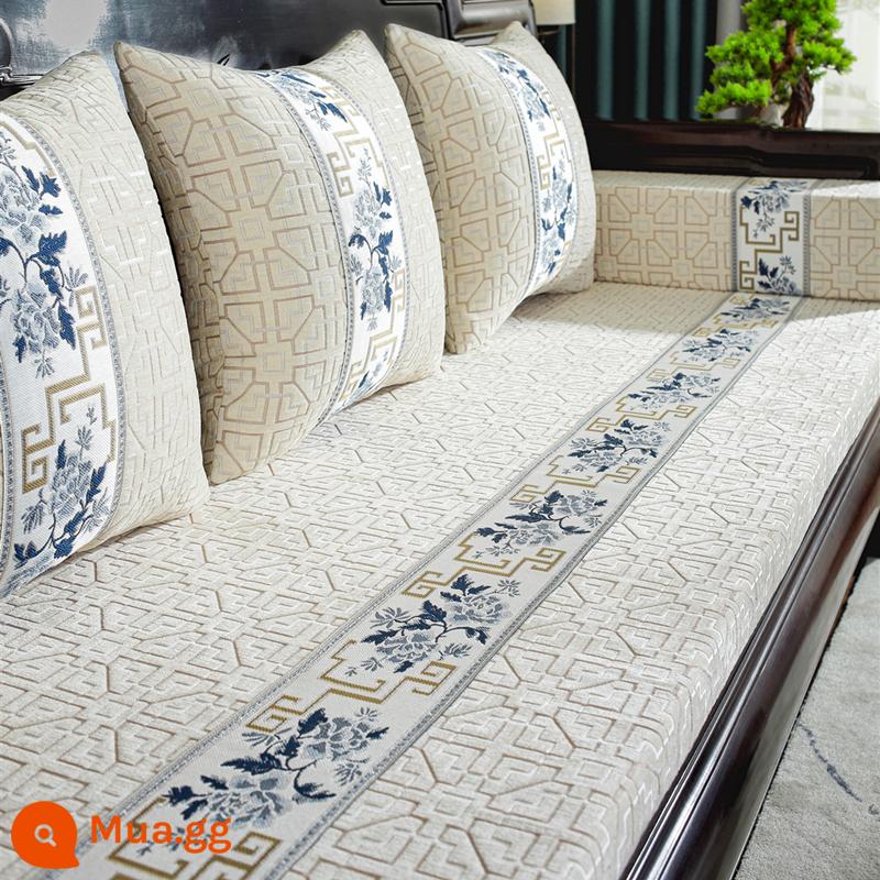 Đệm sofa bằng gỗ rắn đệm dày đệm mùa đông - Màu trắng trẻ trung