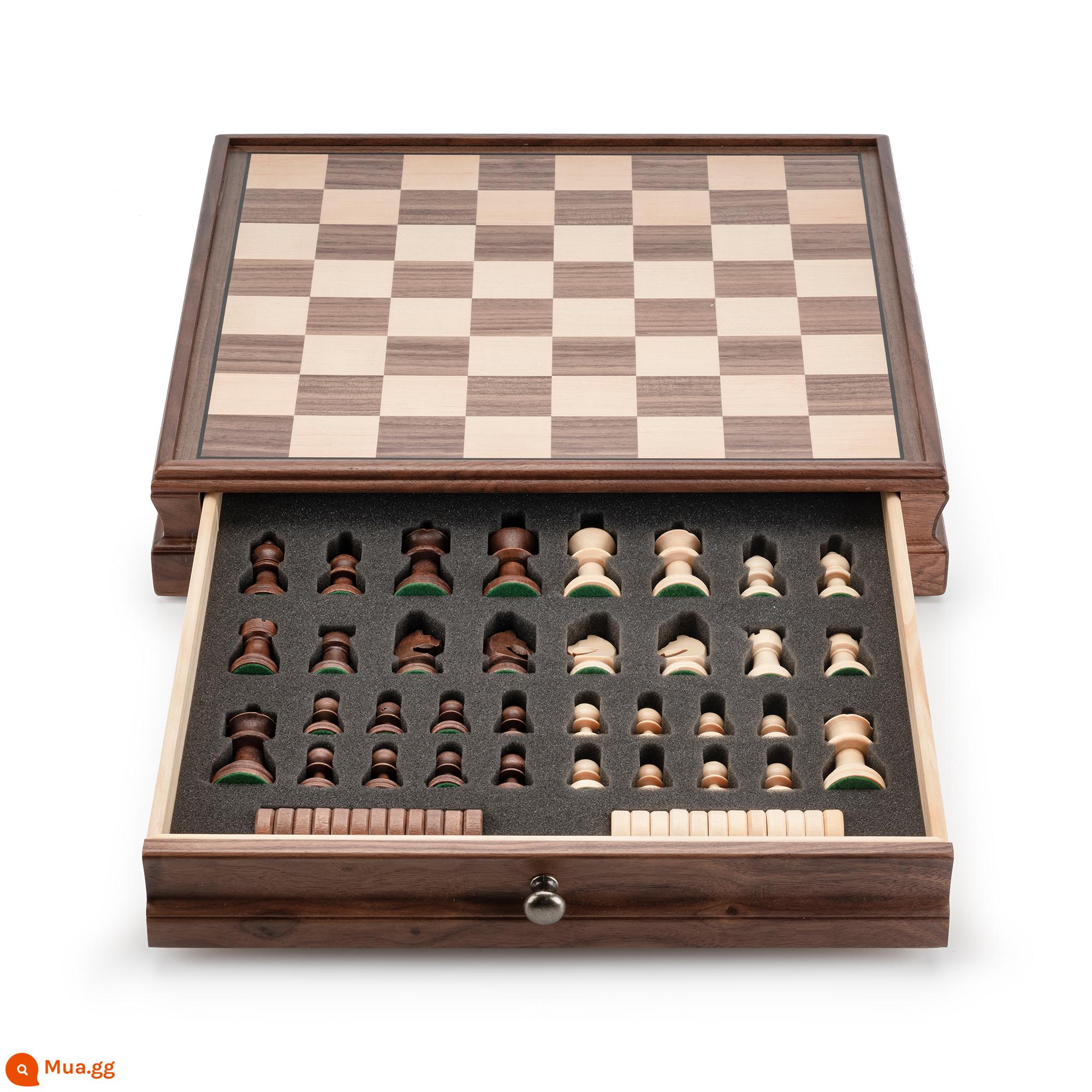 A & Ah Tao Muki Chess Chess Chess Player/High -end Good Chess Hộp cờ/cờ gỗ - Kiểu ngăn kéo bằng gỗ óc chó tự nhiên