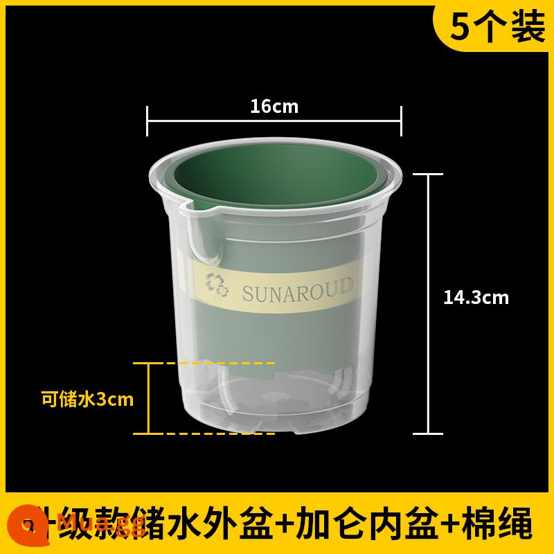 Cây sắn dây vàng tự động hút nước chậu hoa nhựa trong suốt gallon nồi nhà trong nhà chống thối rễ người lười trồng cây sắn dây vàng đặc biệt - Mẫu nâng cấp + chậu gallon (1 ngắn) + dây bông [5 bộ]