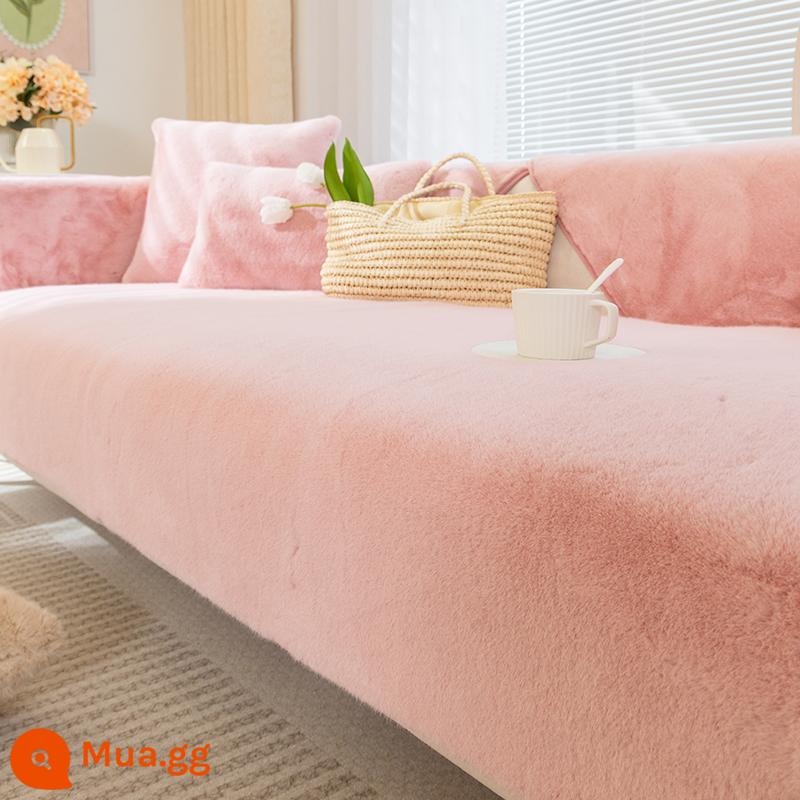 Cao cấp Milan chồn sang trọng dày ấm đệm sofa chống trơn trượt da thật chính hãng gỗ chắc chắn gỗ gụ đệm ghế sofa - Tuscany-Milan Mink-Girl màu hồng