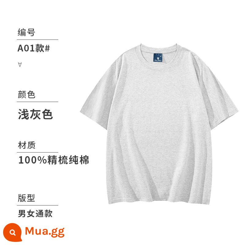 Áo thun cotton tùy chỉnh văn hóa đội áo ngắn tay cổ tròn quần áo công sở in logo thêu đảng quần áo tự làm in ấn - Kiểu B màu xám nhạt