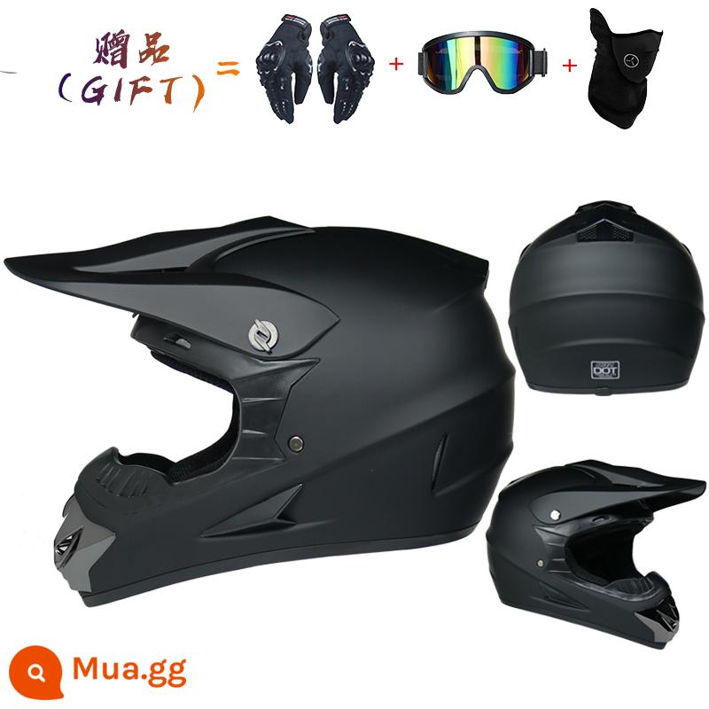 Mũ cứng trẻ em và thanh thiếu niên ngoài đường mát mẻ cuộc đua xe kart leo núi cuộc biểu tình đội mũ bảo hiểm đầy đủ đầu đua nam màu xám - Màu đen mờ đơn sắc