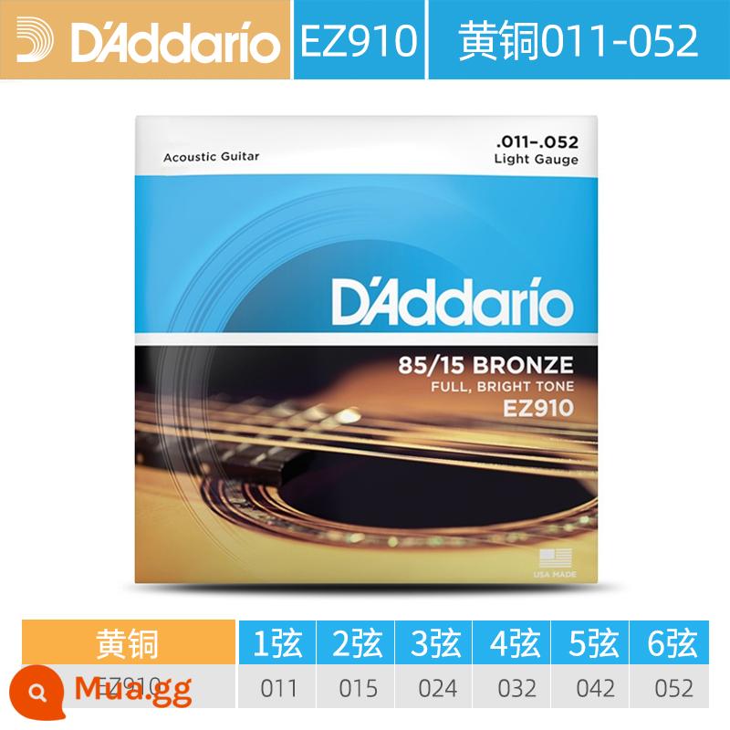 Dây đàn guitar acoustic dân gian D'Addario do Mỹ sản xuất trọn bộ dây đàn guitar đồng phốt pho EJ16 Bộ 6 dây đàn EZ910 - EZ910 _ Đồng thau (11-52)