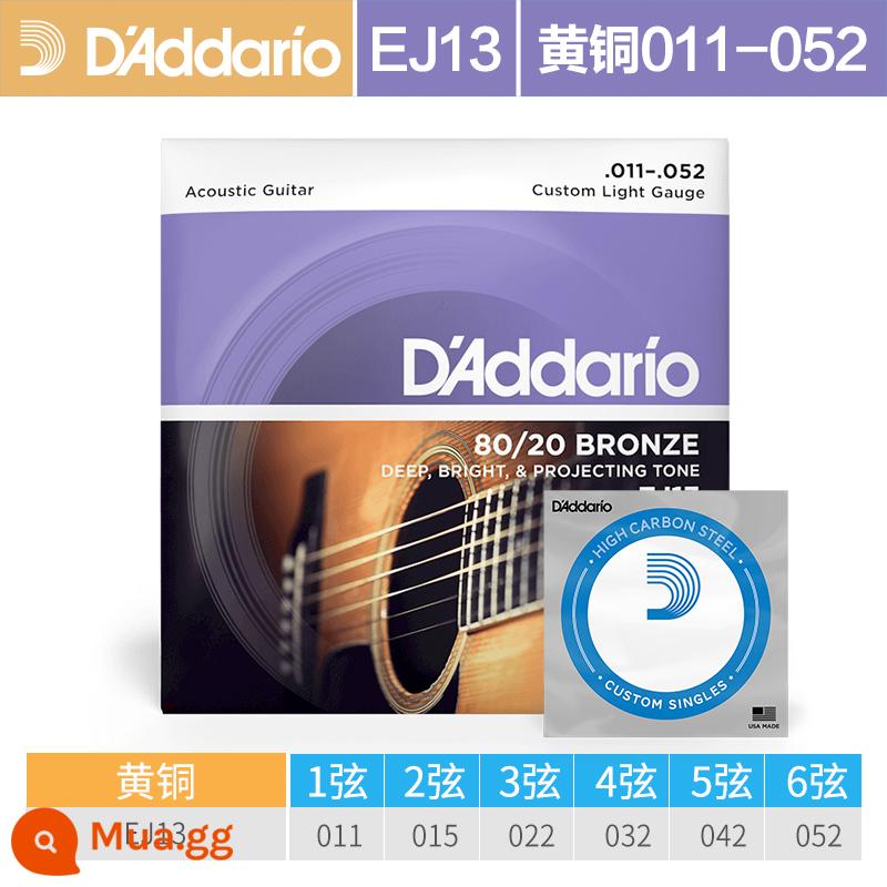 Dây đàn guitar acoustic dân gian D'Addario do Mỹ sản xuất trọn bộ dây đàn guitar đồng phốt pho EJ16 Bộ 6 dây đàn EZ910 - EJ13 _ Đồng thau (11-52) + 1 dây gốc