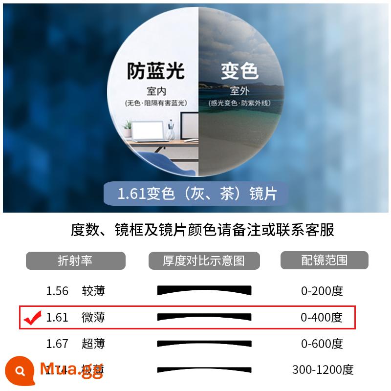Trong suốt màu xám dừa tối giản hàng ngày hộp nhỏ trang điểm sinh viên nơi làm việc có thể được trang bị một số lượng lớn kính cận thị - Gọng + [đổi màu] Thấu kính chống đổi màu do ánh sáng xanh 1.61 (xám/trà) [0-400 độ]