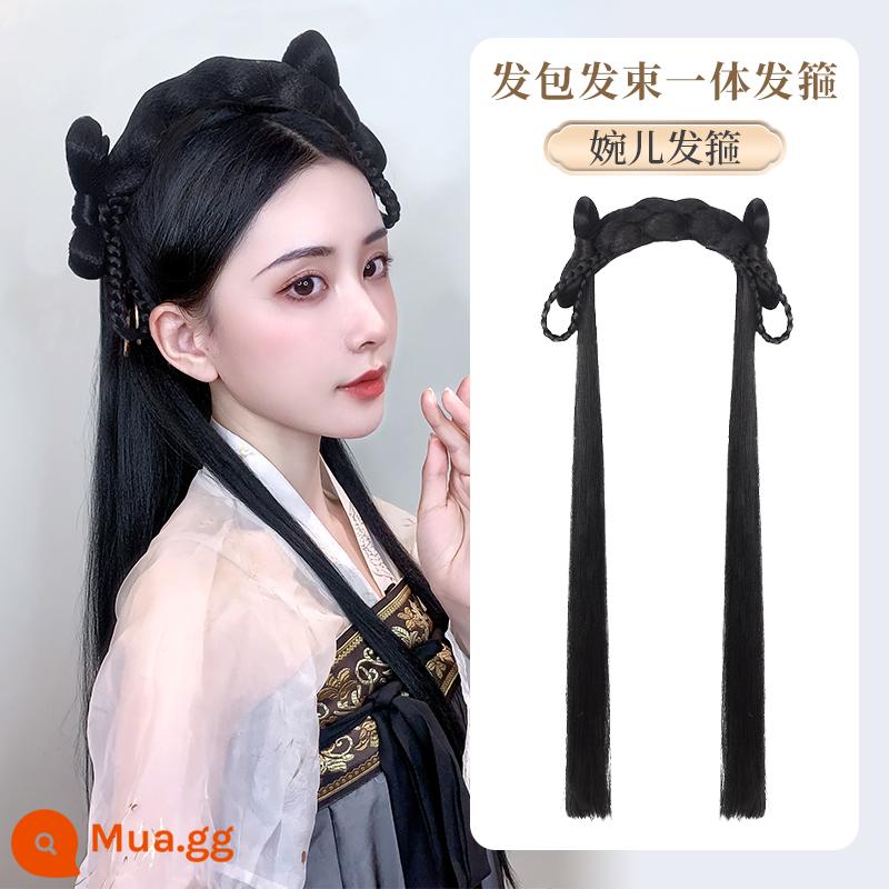 Trang phục cổ xưa Bộ tóc giả Hanfu một mảnh băng đô lười biếng trùm đầu theo phong cách cổ xưa tạo kiểu tóc cho người mới phù hợp với búi tóc - Gói tóc tất cả trong một của Wan'er