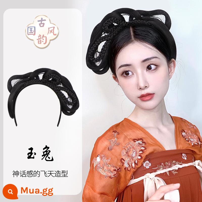 Trang phục cổ xưa Bộ tóc giả Hanfu một mảnh băng đô lười biếng trùm đầu theo phong cách cổ xưa tạo kiểu tóc cho người mới phù hợp với búi tóc - băng đô thỏ ngọc