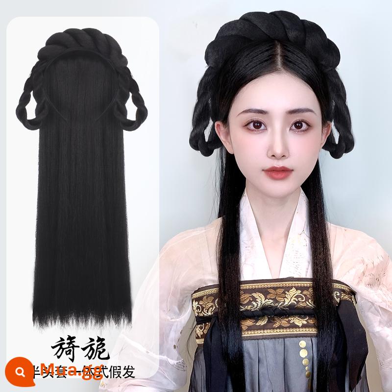 Trang phục cổ xưa Bộ tóc giả Hanfu một mảnh băng đô lười biếng trùm đầu theo phong cách cổ xưa tạo kiểu tóc cho người mới phù hợp với búi tóc - Băng đô tất cả trong một