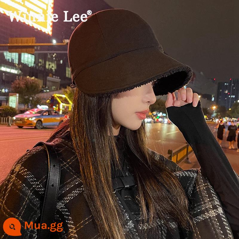 Winnie Lee Hat Hat Girl vào Autumn and Winter, lạnh -chống lạnh, ấm áp và nhung xe đạp đội bóng chày đa năng - Mẫu lưỡi vịt nhung giữa màu đen