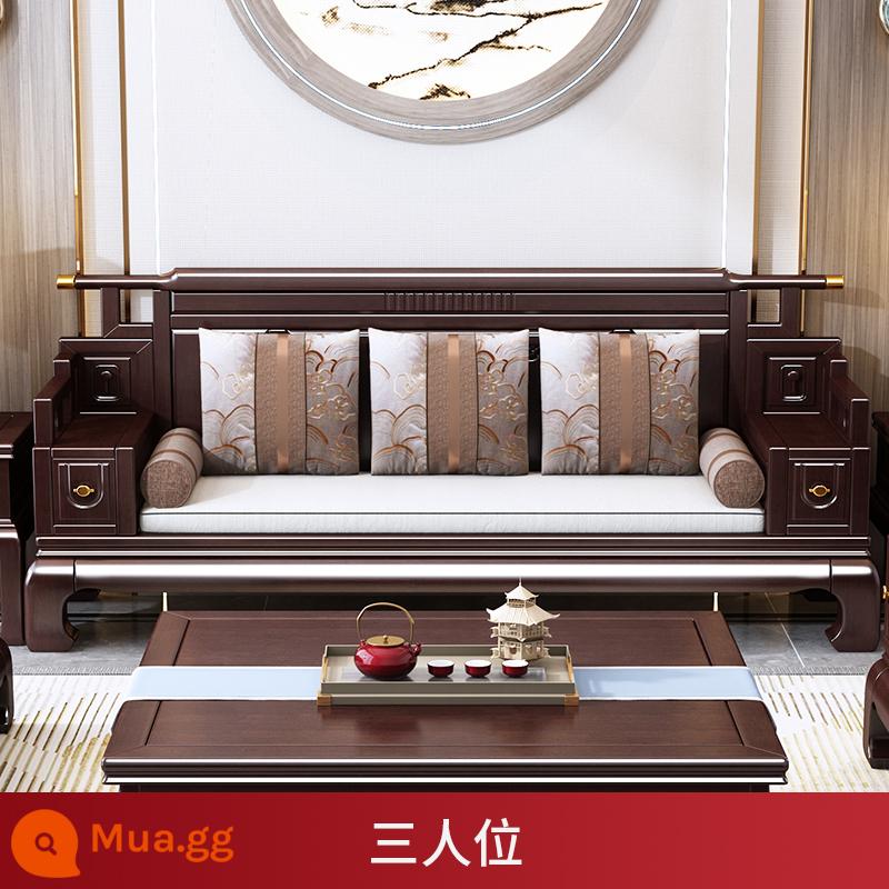 Kết hợp ghế sofa gỗ nguyên khối kiểu Trung Quốc mới phòng khách đơn giản hiện đại kiểu Trung Quốc mùa đông và mùa hè đồ nội thất mộng và mộng hoàn chỉnh bằng gỗ hai mục đích - Xe ba chỗ được lắp ráp hoàn chỉnh và vận chuyển