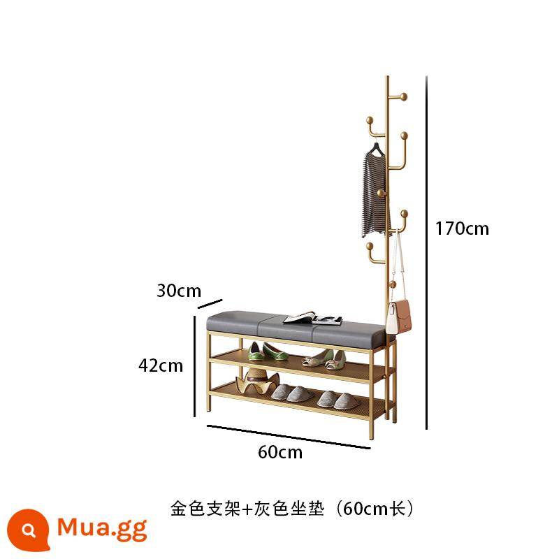 Ánh sáng sang trọng nhà thay giày phân móc treo móc áo một cửa nhà hẹp giày giá áo giá kết hợp tủ giày móc áo hạ cánh - Kệ vàng + da xám (60*30*170)