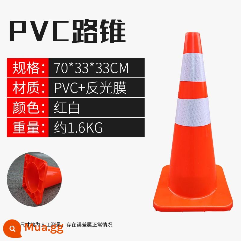 Hình nón đường bằng cao su PVC hình nón phản quang thùng kem không có chướng ngại vật đỗ xe cột cảnh báo hình tam giác an toàn Mẫu hình nón kem - Nón đường PVC 70CM màu đỏ