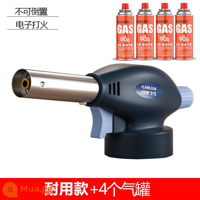 Băng cassette bình gas lửa súng blowtorch đốt lông heo đánh lửa nướng gas súng hàn ngọn lửa đốt thịt đầu súng phun hộ gia đình - Model bền bỉ + 4 bình gas