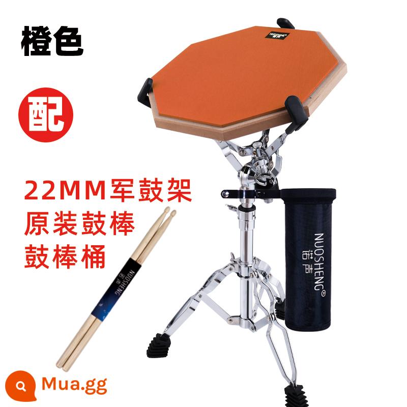 Trống thực hành trống câm Nuosheng 12 inch đệm trống câm bộ đếm nhịp bộ trống dành cho người mới bắt đầu mục bộ gõ tấm trống phụ - Trống câm màu cam + dùi trống + thùng dùi trống + giá đỡ trống snare