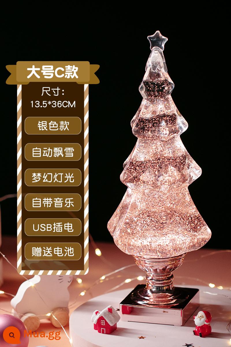 2022 Máy tính để bàn mới Mini Tree Right Tree Cây Giáng sinh Trang trí Giáng sinh Trang trí trang trí ánh sáng trang trí - Cây thông Noel lớn - Vàng hồng kiểu C - tuyết rơi tự động + tám bản nhạc, có thể tắt nhạc