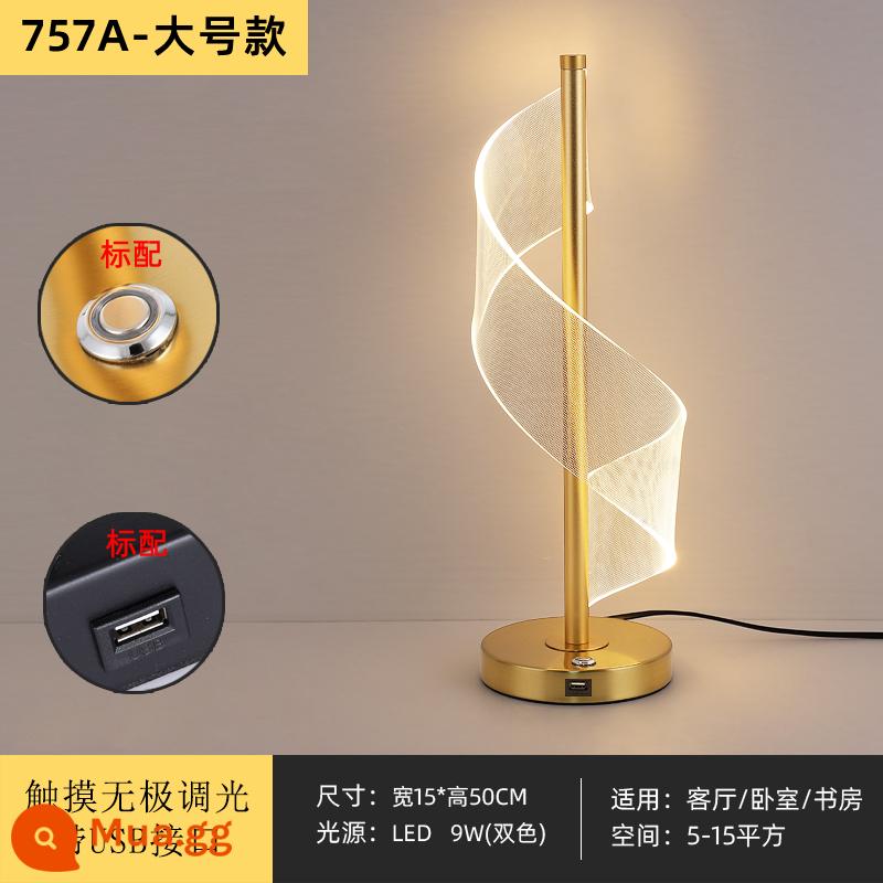 Đèn Led Đầu Giường Phòng Ngủ Đơn Giản Hiện Đại Ánh Sáng Sang Trọng Bắc Âu Ins Cô Gái Lãng Mạn Hậu Hiện Đại Có Thể Điều Chỉnh Đèn Bàn Trang Điểm - 757A/Mẫu cảm ứng lớn+USB/Ba màu