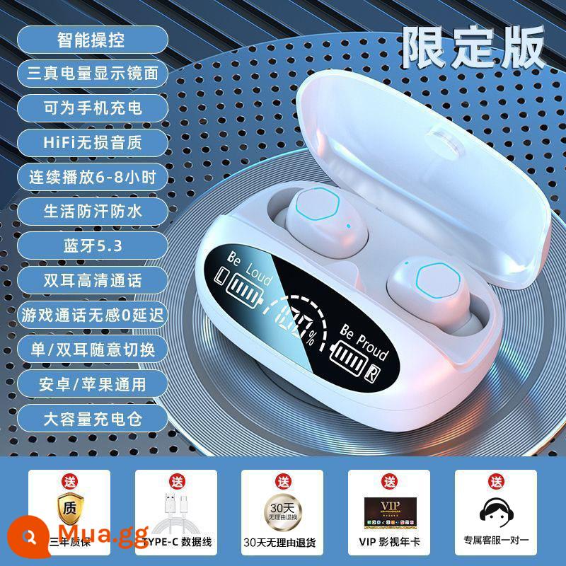 Tai nghe Bluetooth không dây thực sự Loại bỏ tiếng ồn chất lượng cao In-ear Thời gian chờ siêu dài dành cho nam và nữ Chạy thể thao Tuổi thọ pin siêu dài - Màu trắng thanh lịch hạn chế [tuổi thọ pin cực dài + Chất lượng âm thanh không bị méo tiếng + công suất thực gấp ba gương]