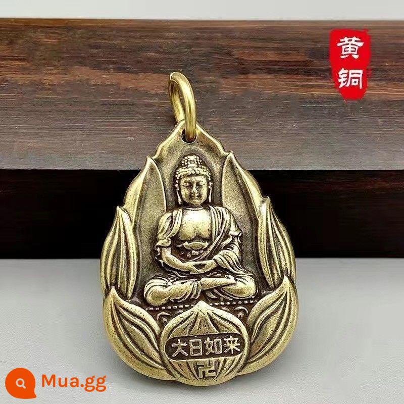 Đồng thau mười hai cung hoàng đạo tám vị thần hộ mệnh buôn chuyện thương hiệu móc chìa khóa nam nữ mặt dây chuyền cá tính bầu giáng sinh Phật mặt dây chuyền - Cừu và Khỉ] Tượng Phật Mặt Trời Lớn + Vòng Tròn Nhỏ