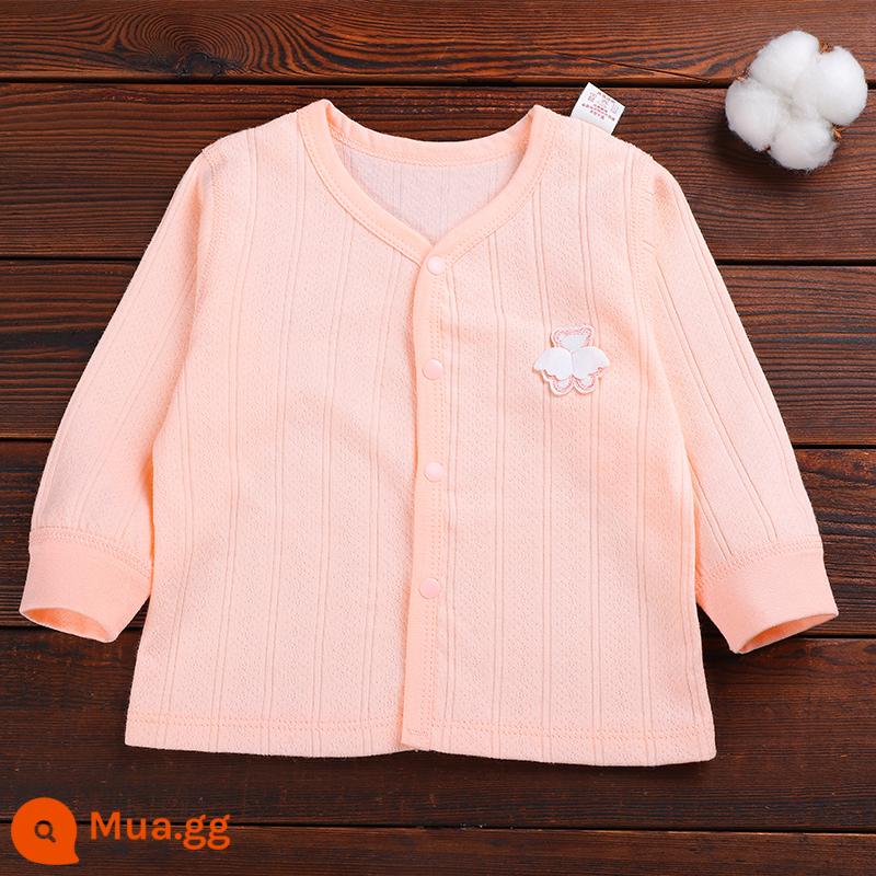 Bé Sơ Sinh Quần Lót Top Nguyên Chất Cotton Xuân Thu Đông Thu Đông Quần Áo Vệ Sinh Quần Folio Đơn Mảnh Lớp Đế Bộ Đồ Ngủ Mới - Bột sọc dọc C8