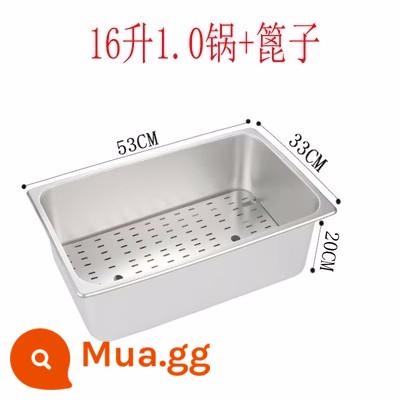 Nước chiên Fried Filter Frying Lưới khiêu dâm Duaron Fried Pot Bottom Net Net Thép không gỉ Phụ kiện Fryric Fry - Nồi 16L 1.0 + vỉ