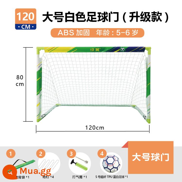 Cánh xanh khung thành bóng đá nhà trẻ em trong nhà gia đình ngoài trời gấp di động huấn luyện khung cửa lưới mẫu giáo mục tiêu nhỏ - Kích thước lớn màu trắng và xanh lá cây - Nâng cấp chất liệu ABS [miễn phí bóng đá siêu sợi màu xanh và trắng TPU số 5 + máy bơm + đinh nối đất + ba lô đựng đồ]