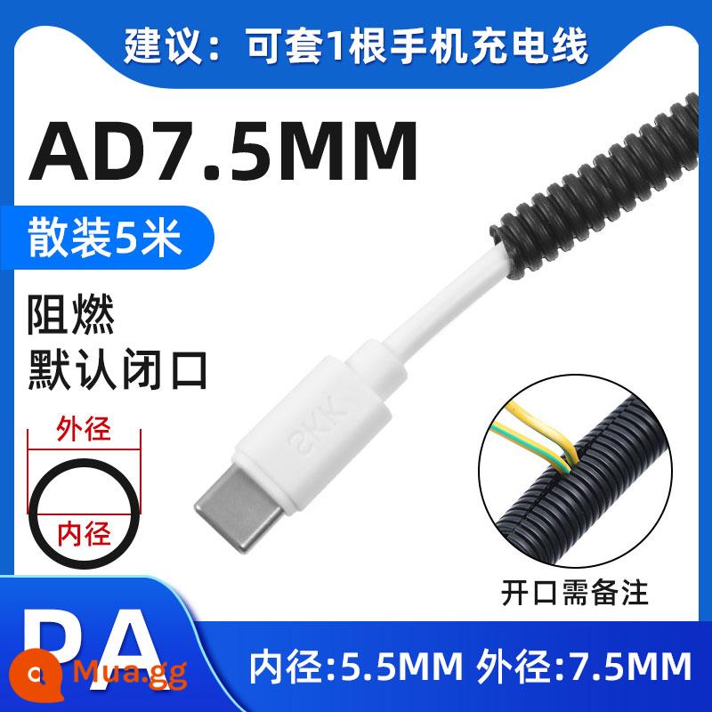 PP chống cháy ống tôn ống ren ống dây điện vỏ bọc ống PA nylon có thể mở được ống ren nhựa - PA chống cháy AD7.5 (đường kính trong 5,5mm) 5 mét