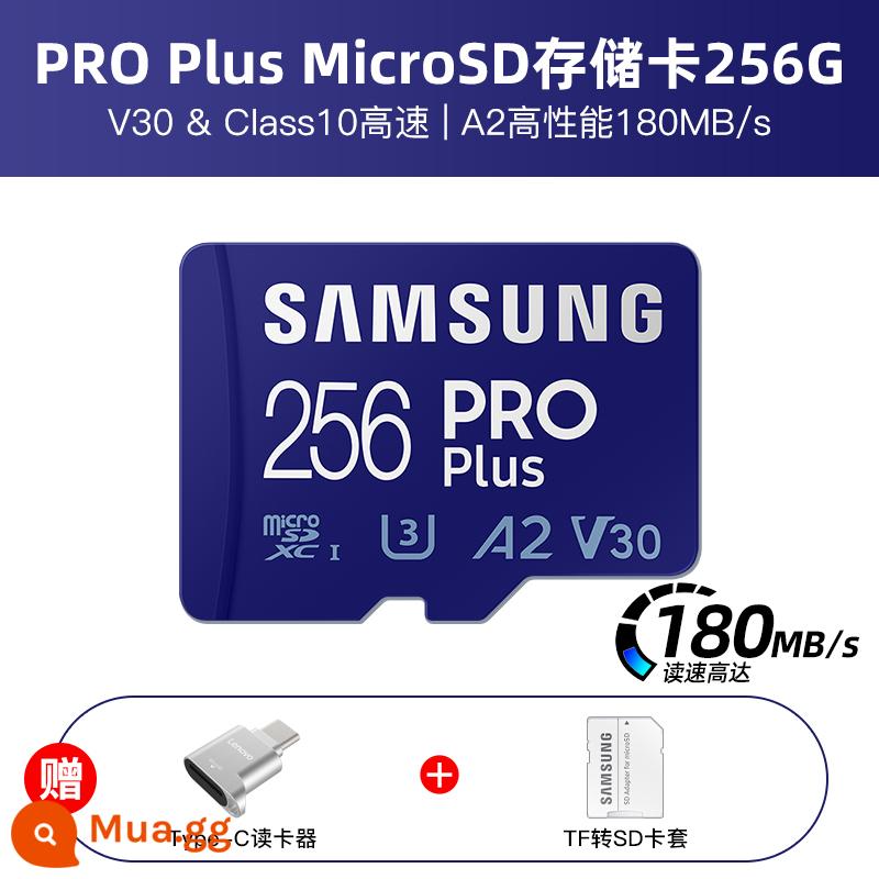 Thẻ nhớ Samsung 512g DJI máy bay không người lái thẻ tf tốc độ cao chuyển đổi thẻ nhớ thẻ micro sd 1t - 256G (180M/s) + đầu đọc thẻ Type-C