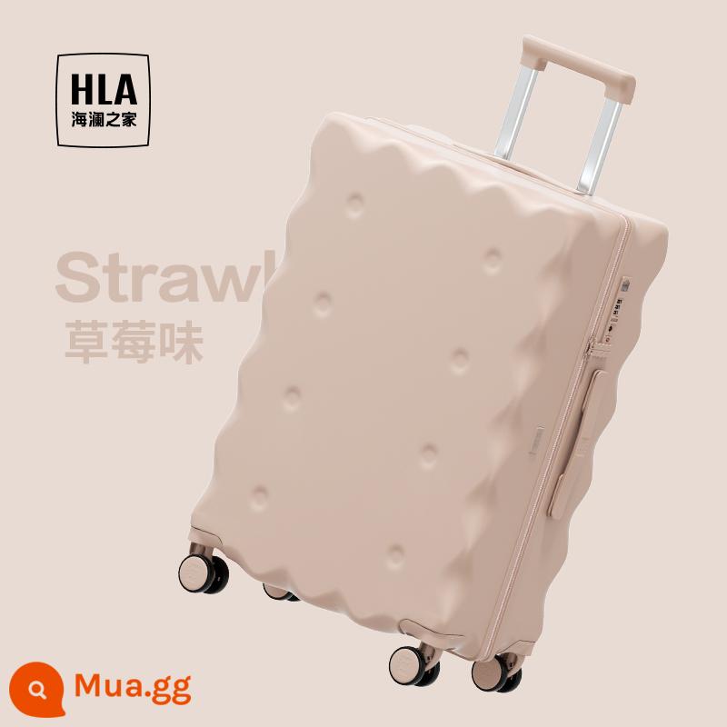 HLA/Heilan Nhà Bánh Mì Nướng Hành Lý Nữ Xe Đẩy Ốp Lưng Sinh Viên Cao Cấp Đa Năng Cốc Vali 24 Inch - Hộp bánh quy-Hương vị dâu tây [Thiết kế nguyên bản + Giá đựng cốc di động]