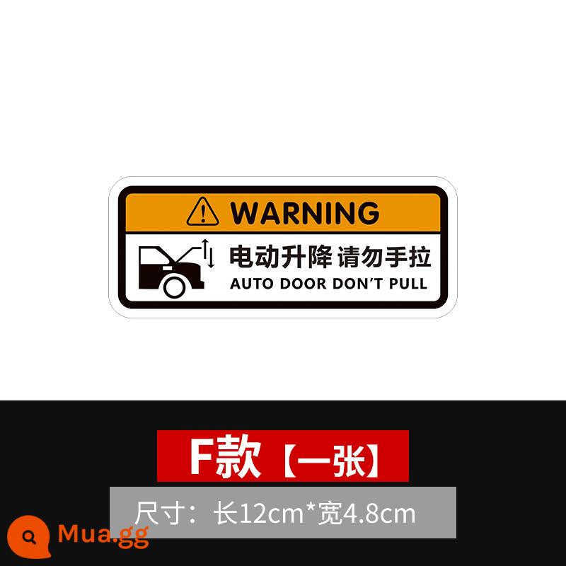 Nhãn dán cảnh báo cửa sau điện, không kéo bằng tay, miếng dán phản quang cửa nâng điện, nhãn dán xe nhắc nhở cửa nâng điện - Xe nâng điện Model F (mua hai tặng một, tùy chọn)