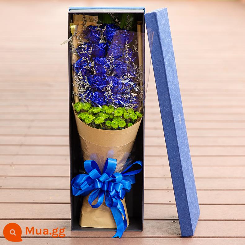 National Blue Demon Girl Blue Rose Bouquet Gift Box Flower Express Cùng thành phố Quảng Châu Hàng Châu Thượng Hải Nam Kinh Hợp Phì Store - Sản phẩm mới phổ biến (19 bông hoa bùa xanh)