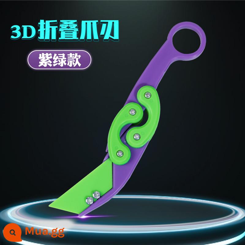 Internet mới nổi tiếng 3D trọng lực có thể thu vào móng vuốt dao cà rốt dao đồ chơi chính hãng dao cà rốt phiên bản nâng cấp bướm dạ quang mô hình - Dao gấp móng vuốt 3D [Xanh tím] ❤Có hút sắt