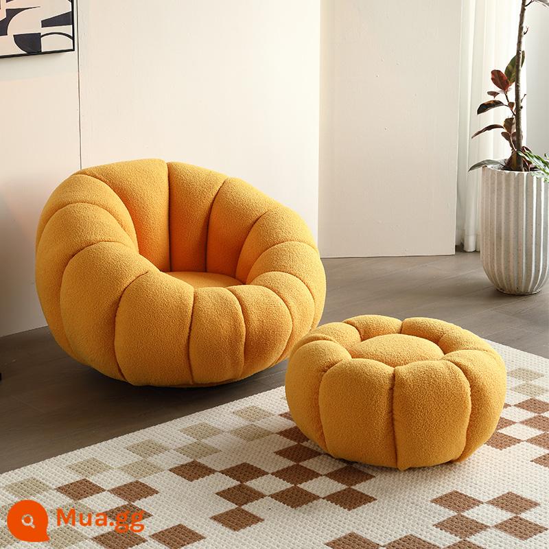 Sofa Lười Bí Ngô Ghế Tất Nam Đơn Thịt Cừu Nhung Phòng Ngủ Dễ Thương Ban Công Cổ Bắc Âu Ghế Sofa Nhỏ - Bàn đạp xoay + bàn đạp màu vàng (cừu)