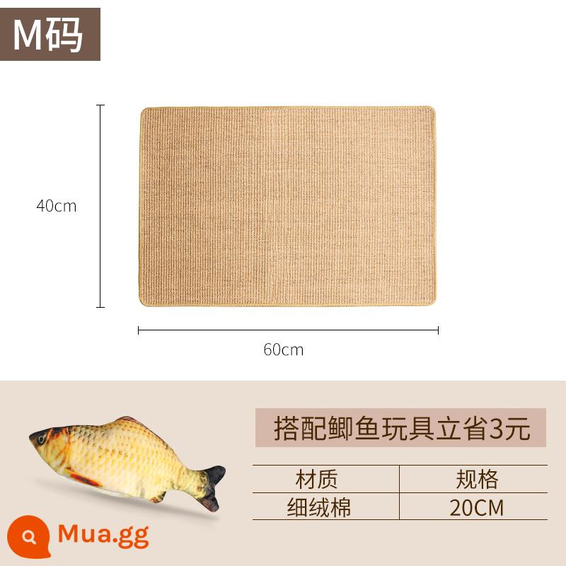 Snow Mountain Star mèo cào bảng sisal thảm không làm rơi vụn bảo vệ ghế sofa máy mài mèo cào thảm chịu mài mòn chống cắn - Size M [màu ngẫu nhiên] + đồ chơi cá diếc [thu mua tặng 5 đinh vít]