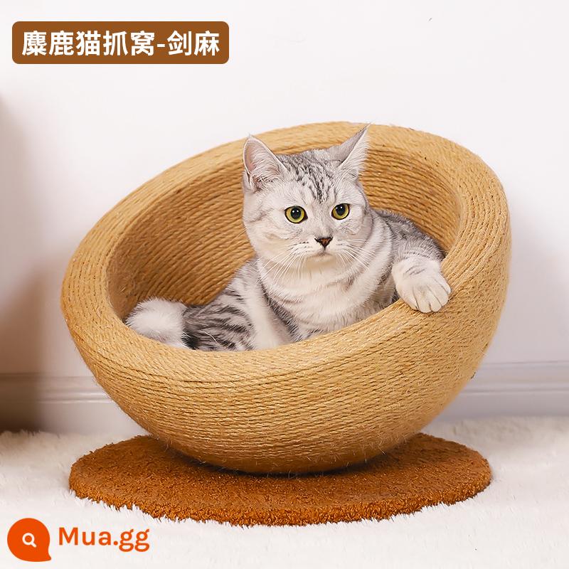 Snow Mountain Star Salu Cat Scratch Board Cat Litter Một lưu vực cào mèo tròn Chống trầy xước, chống mài mòn và đồ chơi cho mèo không gàu - [Phong cách nghiêng + đế nhung] Bảng cào mèo nai sừng tấm tổ mèo (kiểu mài móng và ngủ)