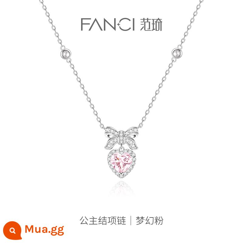 Trang sức bạc Fanci Fan Qi [Dòng Smart Knot] Vòng cổ thắt nút công chúa của Ju Jingyi cùng kiểu dành cho nữ nhẹ nhàng và sang trọng - [Phong cách người nổi tiếng] Vòng cổ công chúa màu hồng