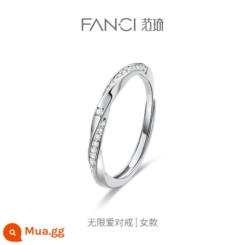 Fanci Fan Qi Trang Sức Bạc Cặp Nhẫn Mở Niche Light Nhẫn Sang Trọng Nhẫn Đơn Nữ Siêu Liên Kết 1 Quà Tặng Lễ Tình Nhân - Tình yêu vô hạn (giới nữ)