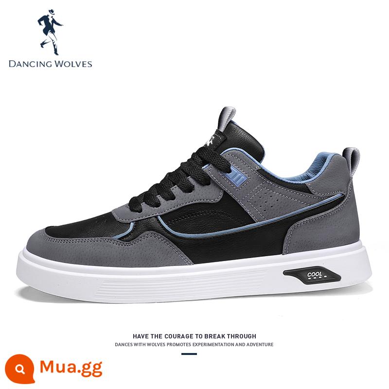 Dances with Wolves Work Nam Mùa Thu Đông Da Chống Thấm Nước Giày Sneakers Tuổi Teen Nam Phù Hợp Với Thể Thao Thường Ngày Giày Hợp Thời Trang - đen