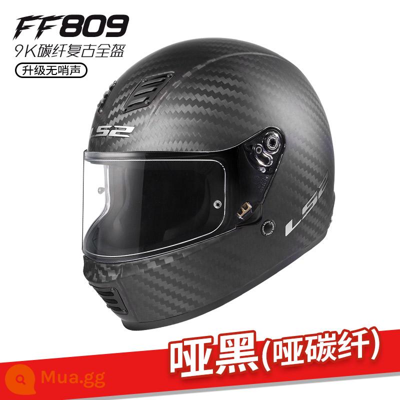 LS2 Sợi Carbon 9K Nam Nữ Xe Máy Harley Retro Mũ Bảo Hiểm Xe Máy Chạy Mũ Bảo Hiểm 4 Mùa Đa Năng FF809 - Sợi carbon 9K màu đen mờ