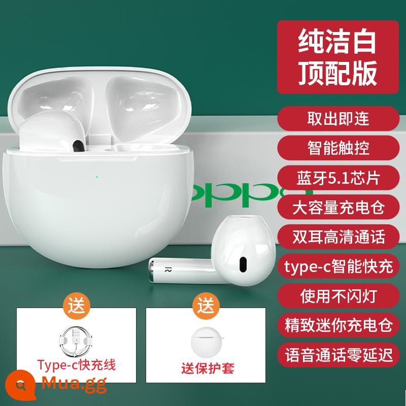 Tai nghe bluetooth không dây chính hãng phù hợp với OPPO hai tai Reno6/5/4/3/R15/17pro Findx2 K3 Ace2/A32 điện thoại di động phổ thông 2021 mới thời lượng pin siêu dài 5G - [Phiên bản cao cấp màu trắng tinh khiết] Chính hãng + ghép nối tự động + giảm tiếng ồn thông minh + máy chủ hai tai + độ trễ 0 giây