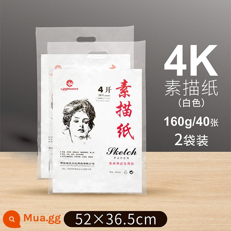 Zhinian 4k giấy phác thảo 8k gouache giấy vẽ màu nước 8 mở phác thảo bút đánh dấu sinh viên nghệ thuật giấy đặc biệt 4 mở giấy vẽ a34 dày chuyên nghiệp công cụ dành cho người mới bắt đầu trọn bộ 16k vẽ đường vẽ - 4 mở 160g phác thảo màu trắng 2 túi (20 tờ/túi)