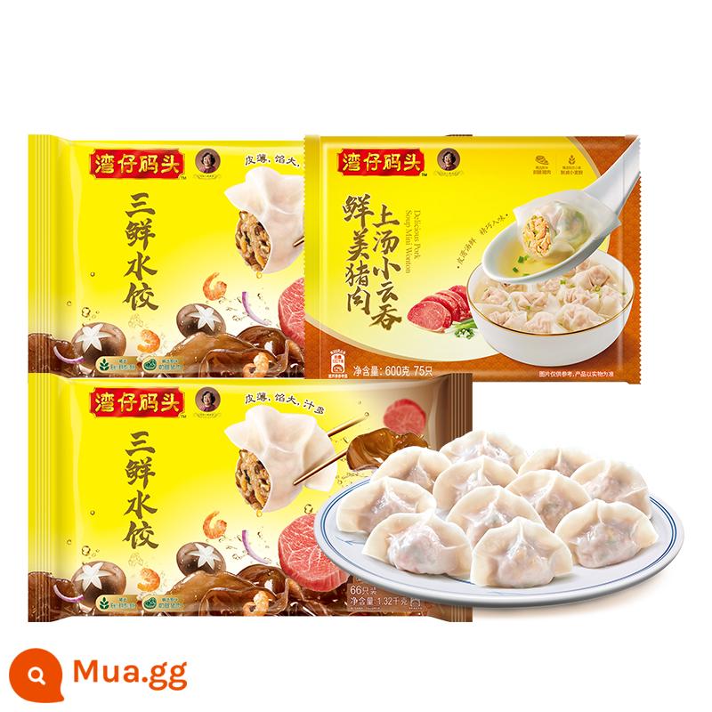 Wanchai bến rau ngô rau ba bắp cải tươi tỏi tây bánh bao nhân thịt heo tôm 198 đông lạnh 1320g*3 - 1320g bánh bao*2+400g hoành thánh tôm*1 (lưu ý đối với bánh bao)