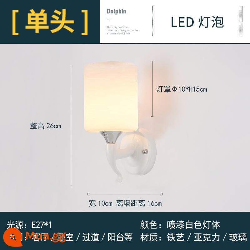 Ouguanglian cá heo nhỏ dễ thương đèn tường phòng ngủ đèn ngủ LED lối đi đèn hành lang đèn cầu thang bọc vải - 023-Đầu đơn-Ưu đãi đặc biệt-Đèn ấm một màu-Công tắc tự chuẩn bị