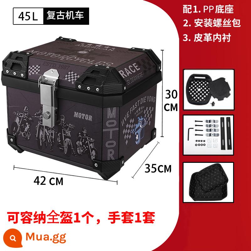 Cốp xe điện 45L57L 70L hộp giao hàng dung tích lớn đa năng dày kỹ thuật nhựa cốp xe máy - 45L cổ điển + lót