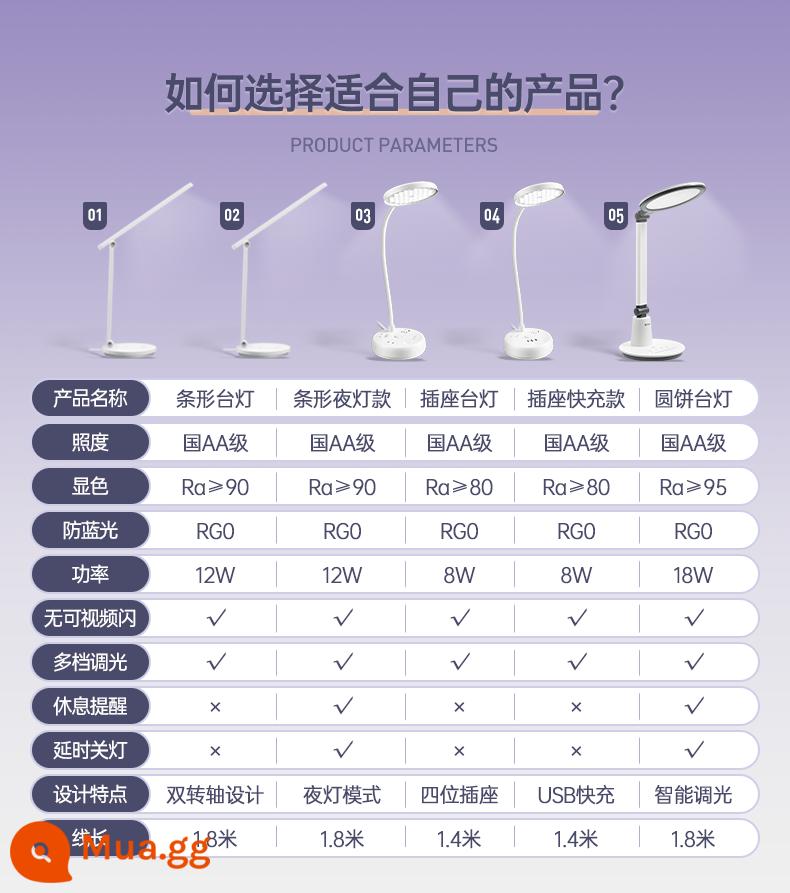 Bull Kingdom aa -Class Protection LED LED Bàn Table Trẻ em học bàn đặc biệt bàn học Lantern Trường tiểu học Viết công việc đèn lồng - So sánh chức năng của mô hình đọc và viết-không chụp ảnh