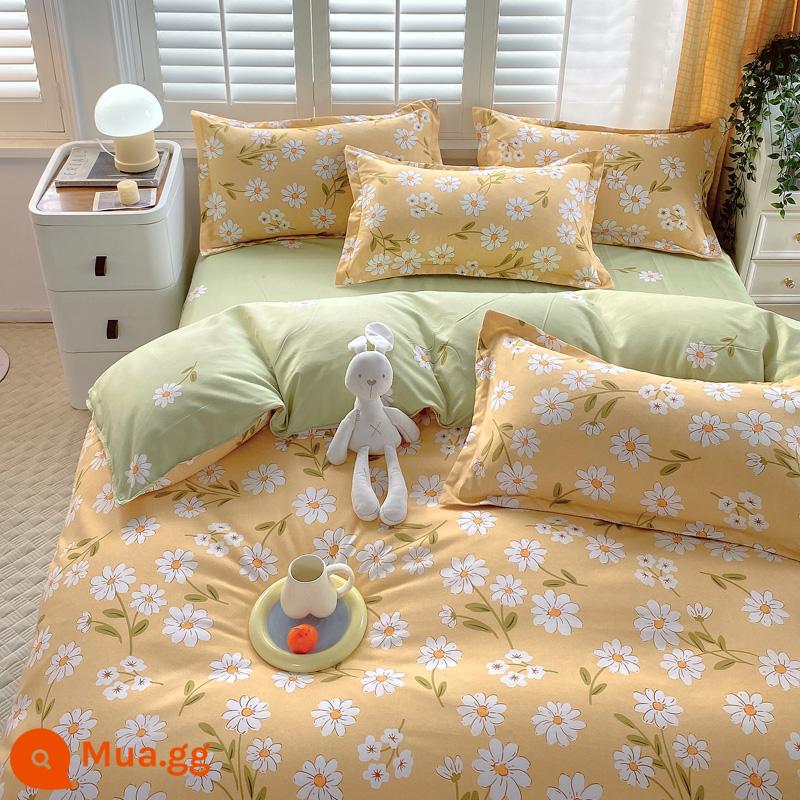 Bộ 4 món cotton 100 cotton nguyên chất Ga trải giường 4 mùa Vỏ chăn ký túc xá sinh viên Bộ 3 món bộ chăn ga gối đơn giản thân thiện với da 1 - Huajing [Loại A dành cho bà mẹ và trẻ sơ sinh]